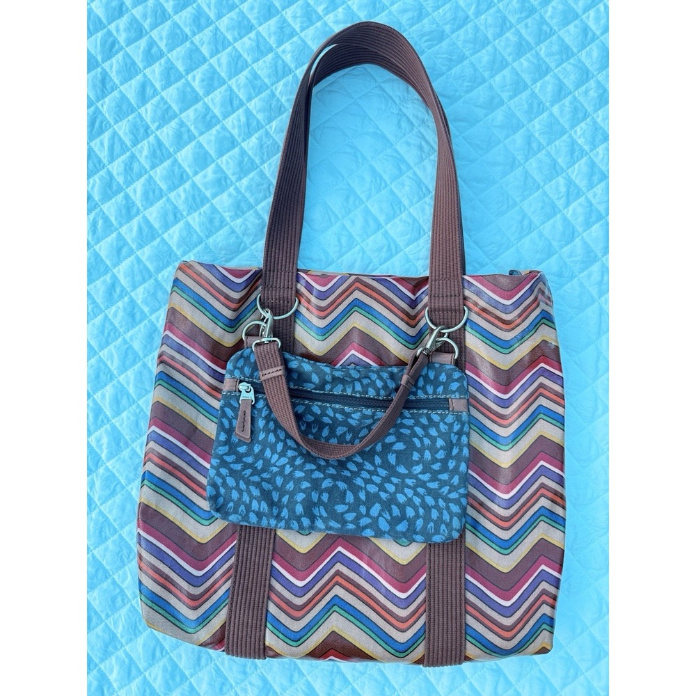 Fossil Key-Per Multicolor Chevron Crossbody Bag w/2nd Coordinating Mini Purse